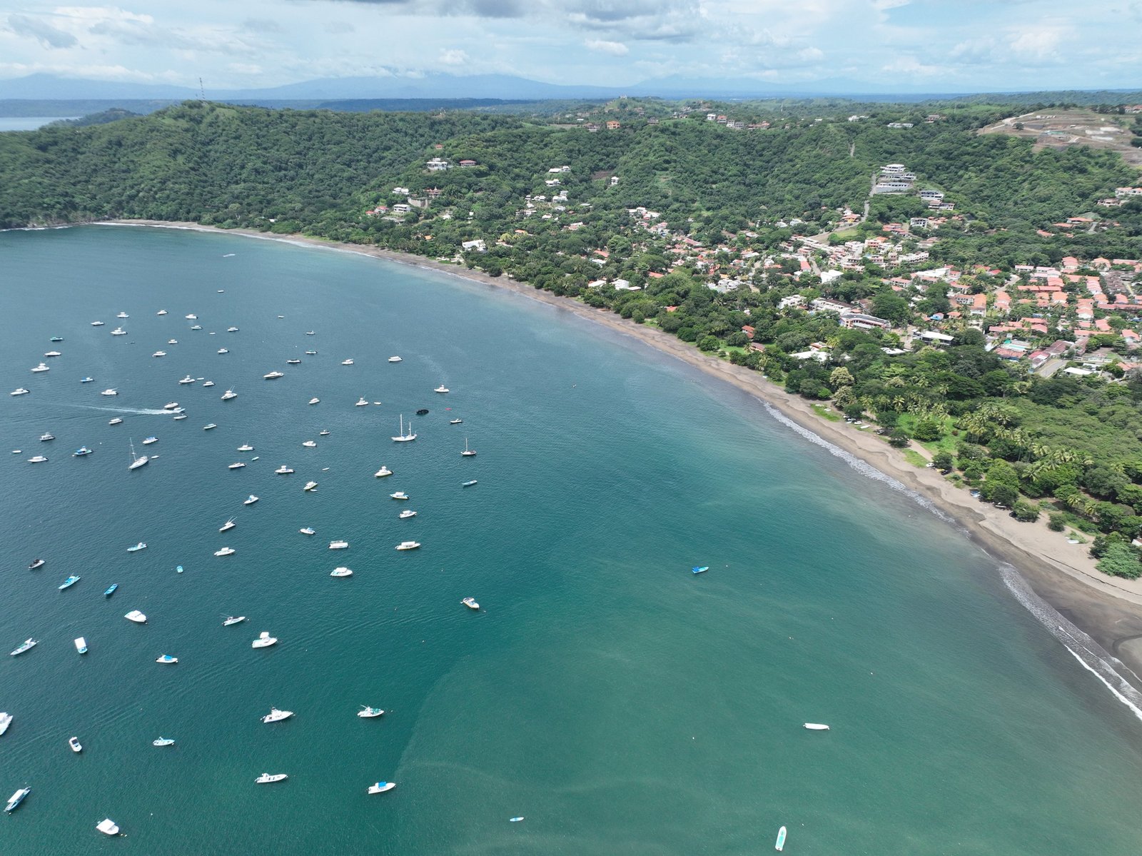 Aerial view of the horseshoe bay at Playas del Coco, Guanacaste